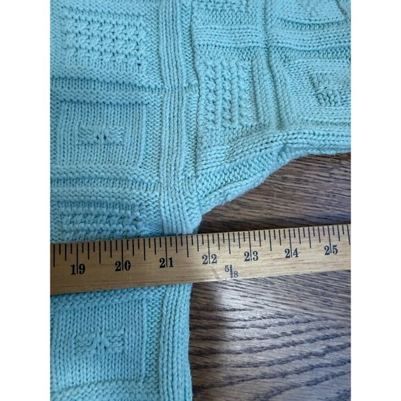 Vintage GAP Seafom Green Fancy Knit Ramie Blend Sweater Size Medium Cottage Core - Picture 11 of 13